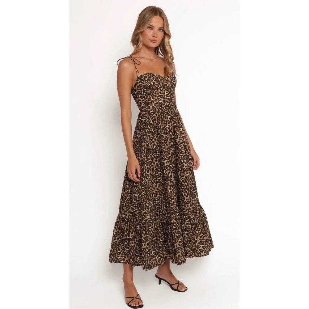 Petal & Pup Ayana Leopard Print Fit & Flare Midi Dress Size L - Picture 3 of 16